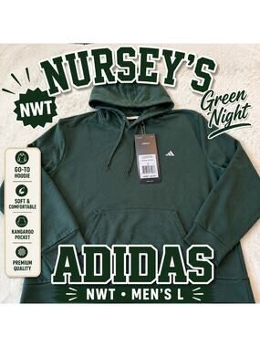 Adidas Go To Hoodie Green Night Mens Large NWT Pullover Sweatshirt